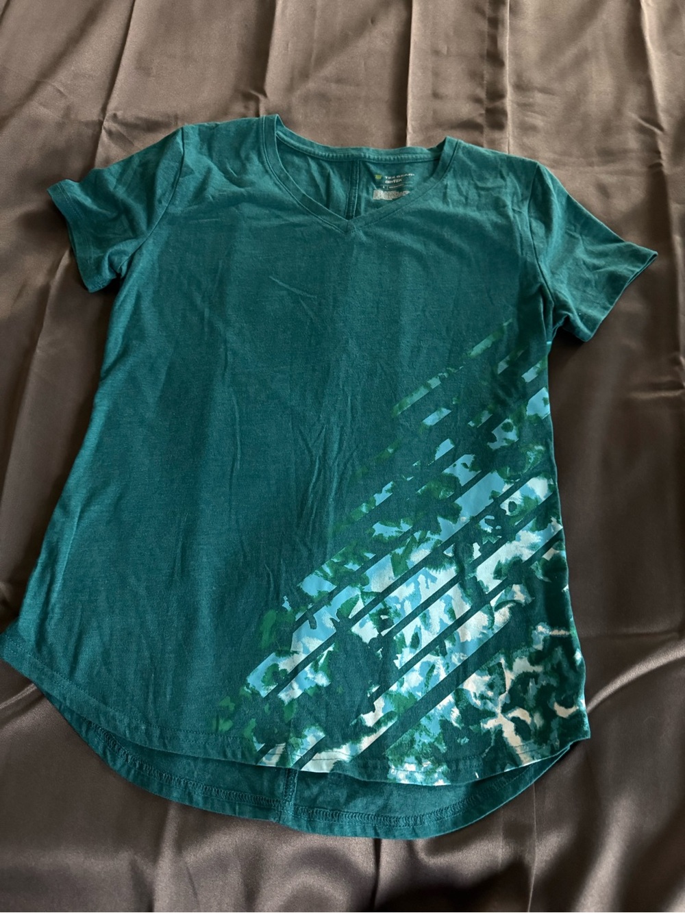 Tek Gear Dry Tek Women's V-Neck Athletic Shirt Teal Graphic Tee S - Picture 3 of 7